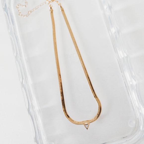 gold filled herringbone cz necklace