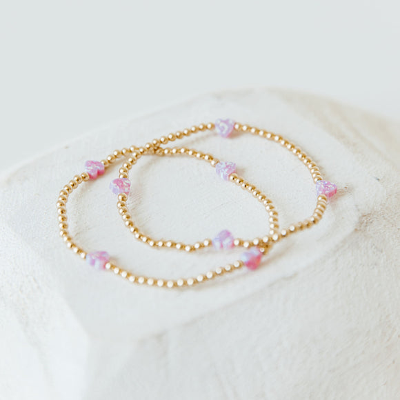 pink opal hearts bracelet