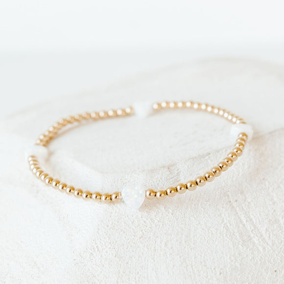 white opal hearts bracelet
