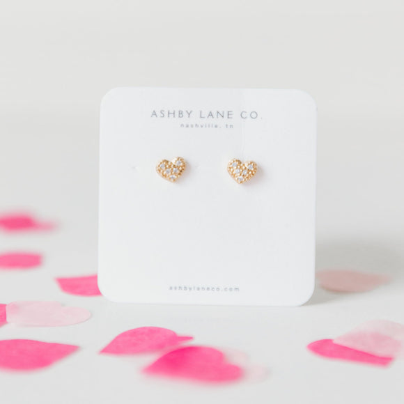 gold filled cz heart stud