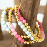 gold x pink 5mm bracelet