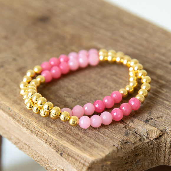 gold x pink 5mm bracelet