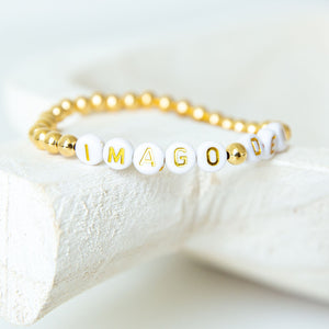 personalized 5mm gold beaded bracelet