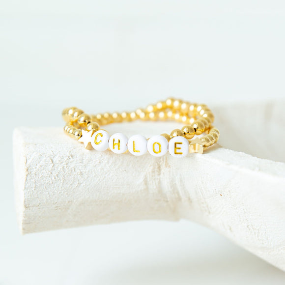 personalized 4mm gold beaded bracelet