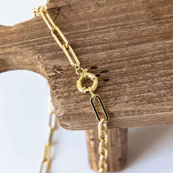 gold filled paperclip clasp necklace
