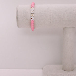 personalized light pink disc bracelet