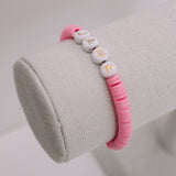 personalized light pink disc bracelet