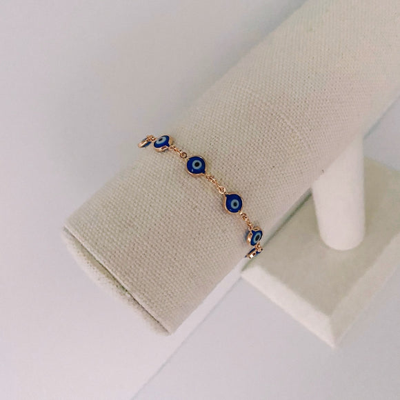 gold filled chain evil eye bracelet