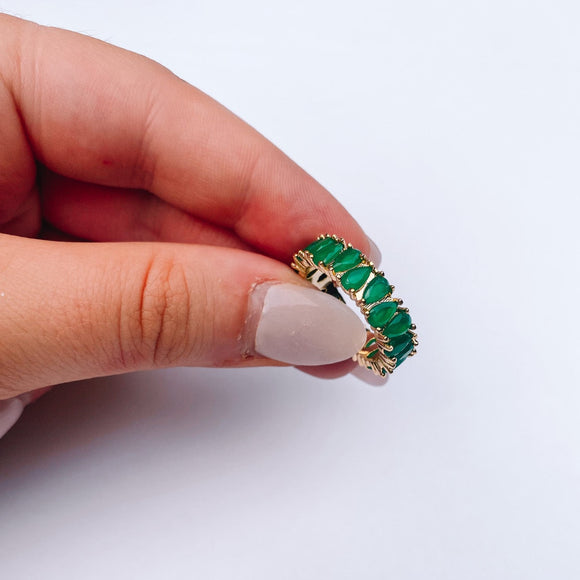 tear drop cz ring- emerald